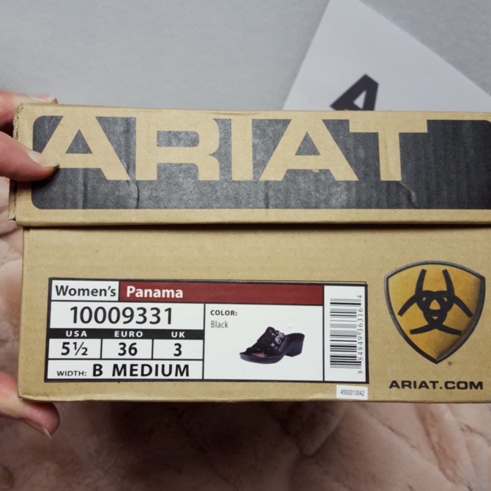 NIB womens Ariat black open toe shoes size 5.5 - Picture 9 of 10